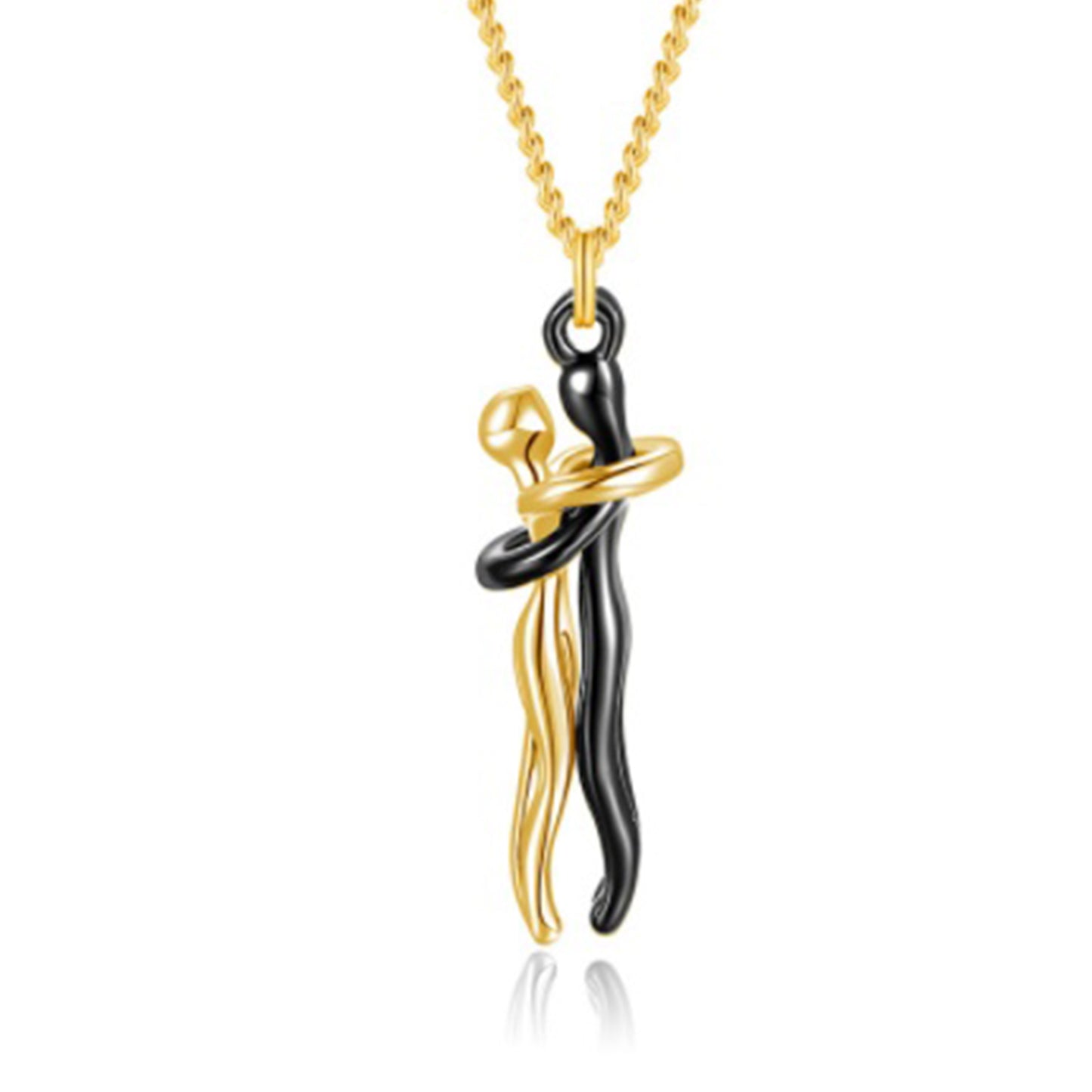 Amorital two-tone hug pendant necklace symbolizing love, unity, and connection — meaningful jewelry gift for her