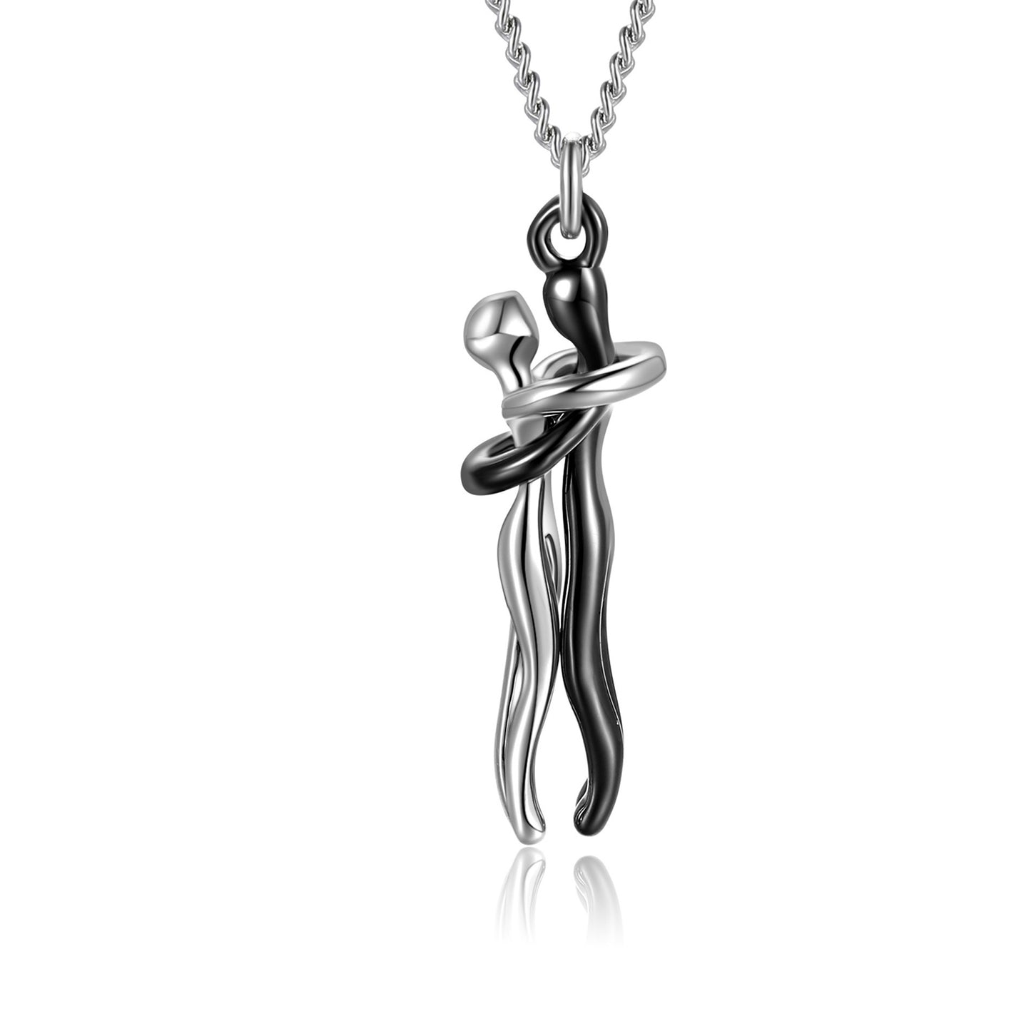 Amorital two-tone hug pendant necklace symbolizing love, unity, and connection — meaningful jewelry gift for her